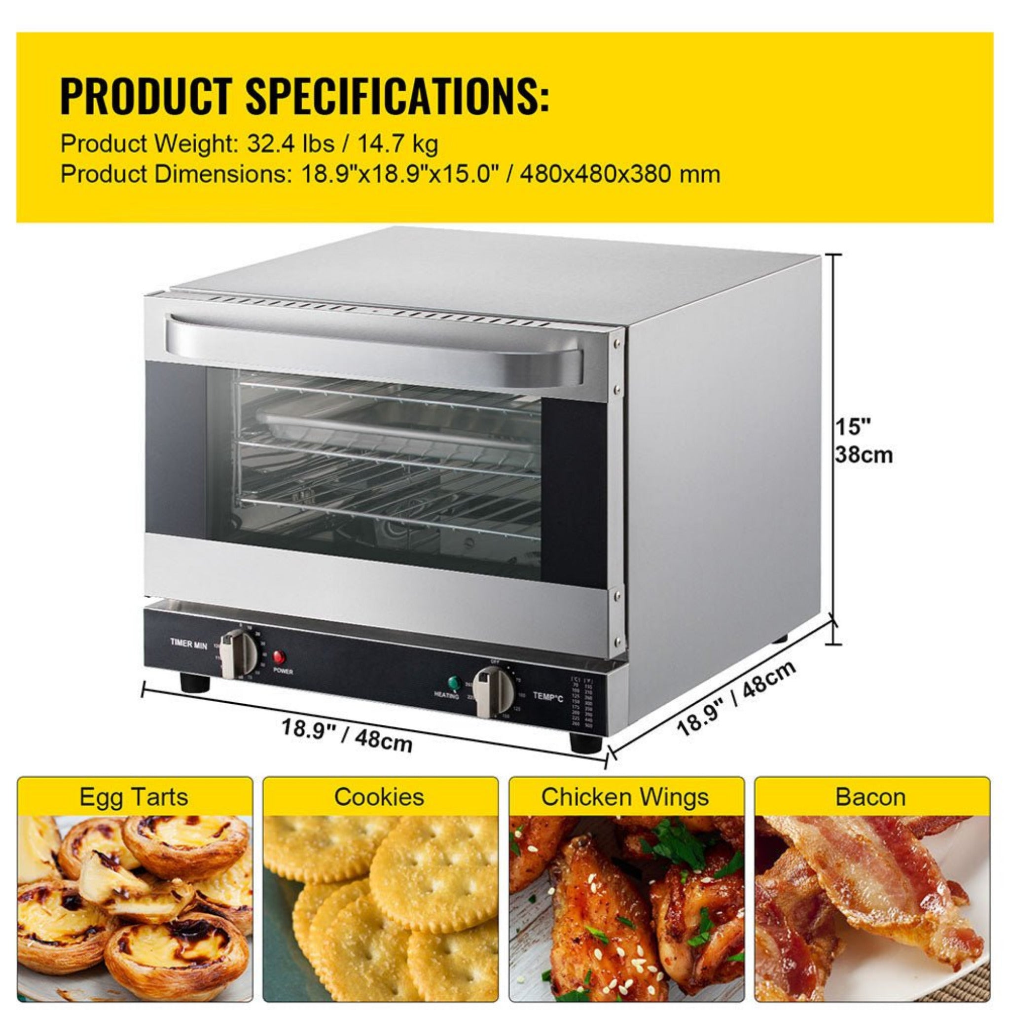 Heavy-Duty Commercial Stainless Steel Countertop Convection Toaster Oven (SAK51683)