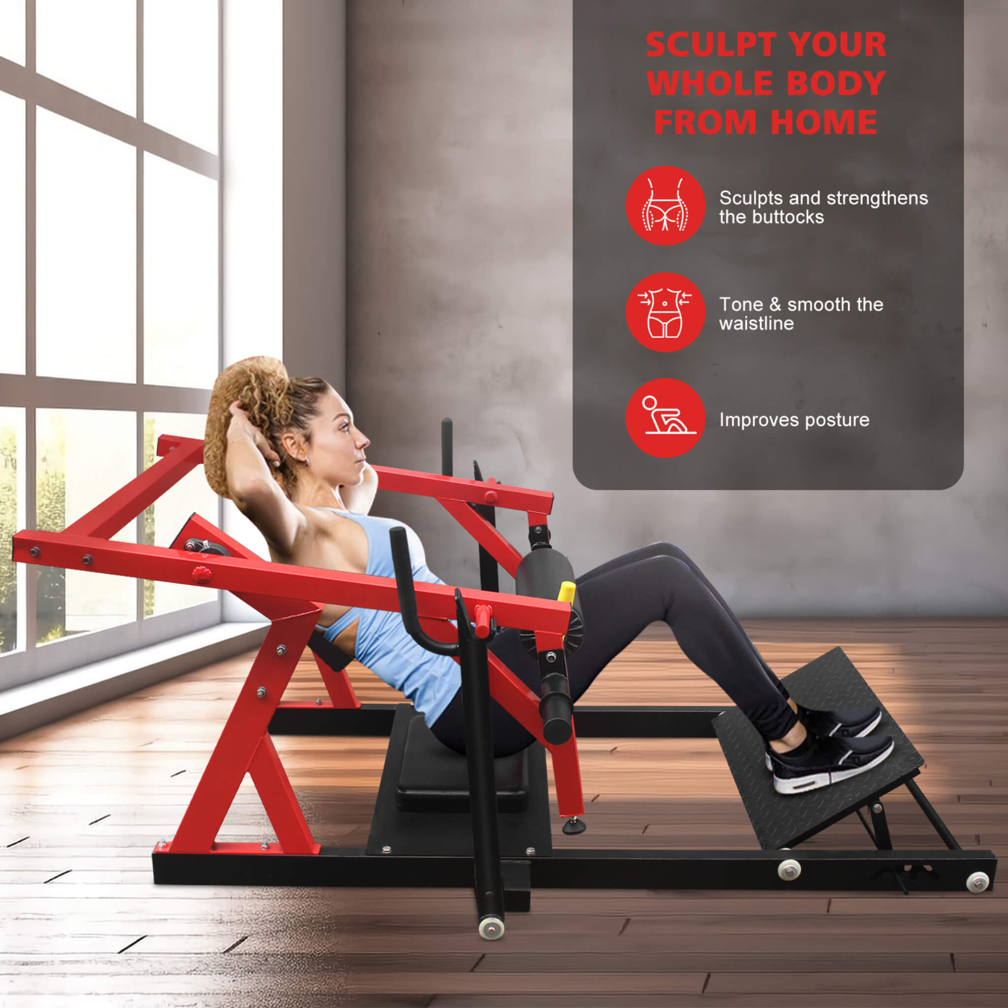 Heavy-Duty High Strength Steel Hip Thruster With Non-Slip Handles And Comfortable Foam Paddings (SAK92581)