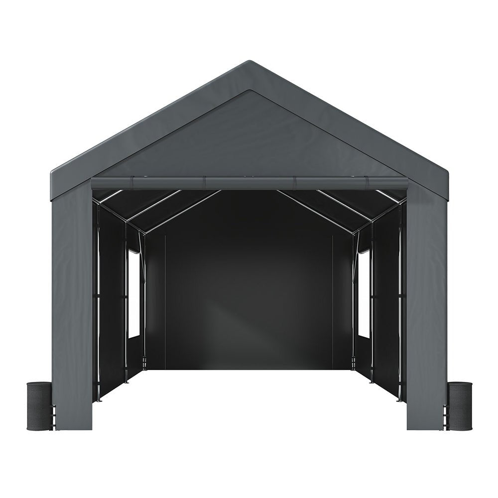 [12X20FT] Alora Heavy-Duty Outdoor Premium Garage Tarp Canopy Shelter W/ Removable Sidewalls (SAK94615)
