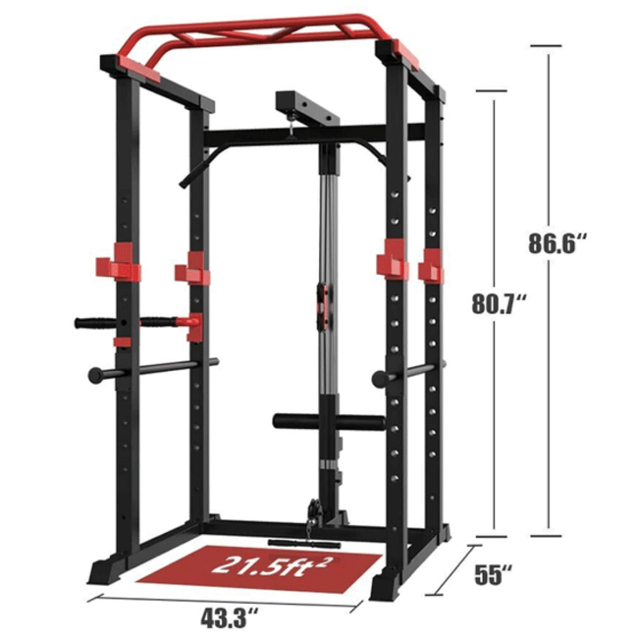 Heavy-Duty Professional Multi-Function Adjustable Power Cage Rack, 1000LBS (SAK98149)