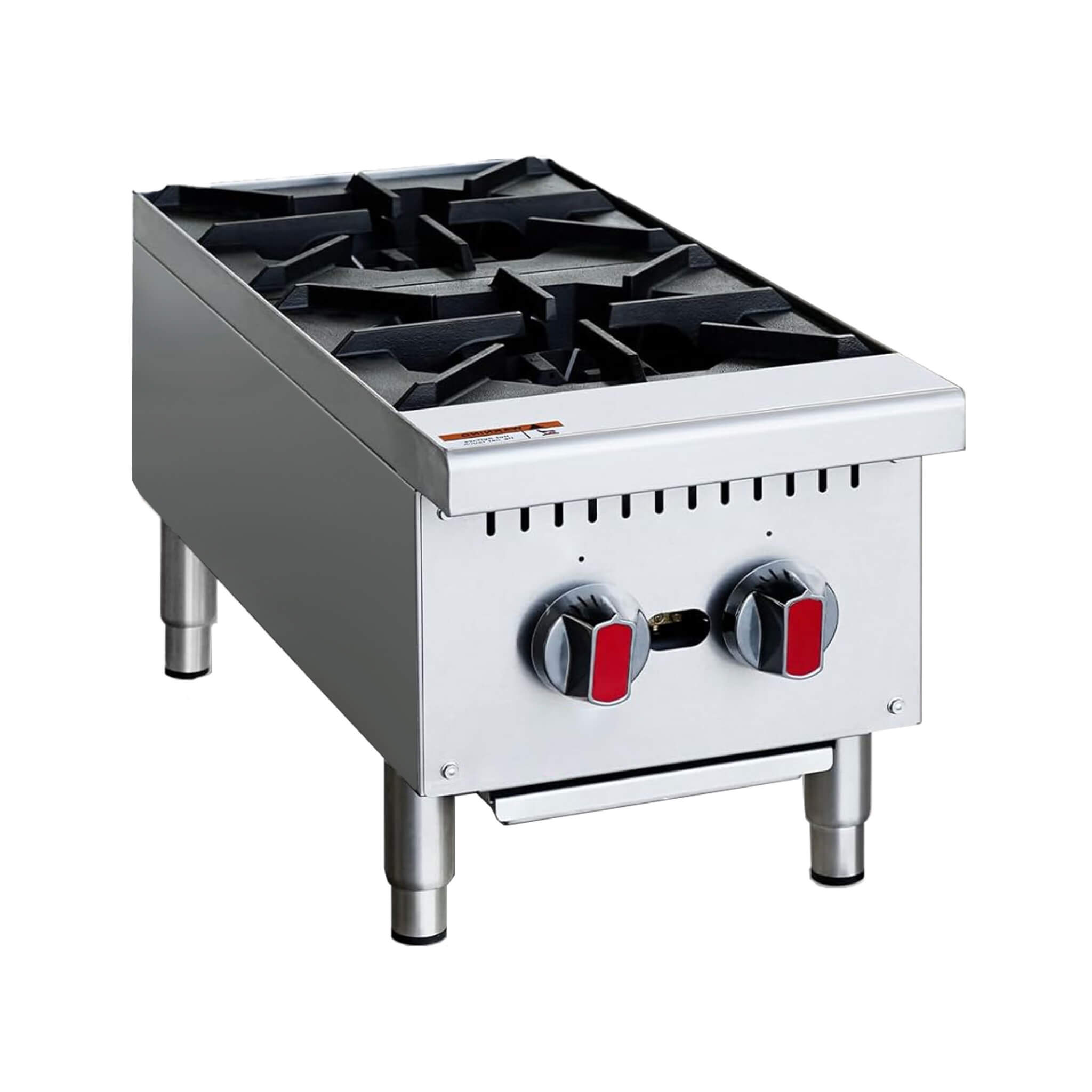 Heavy-Duty Stainless Steel Commercial 2-Burner 50K BTU Countertop Gas Stove Range (SAK29475)