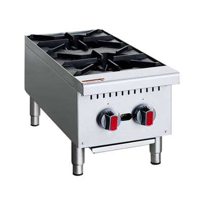 Heavy-Duty Stainless Steel Commercial 2-Burner 50K BTU Countertop Gas Stove Range (SAK29475)