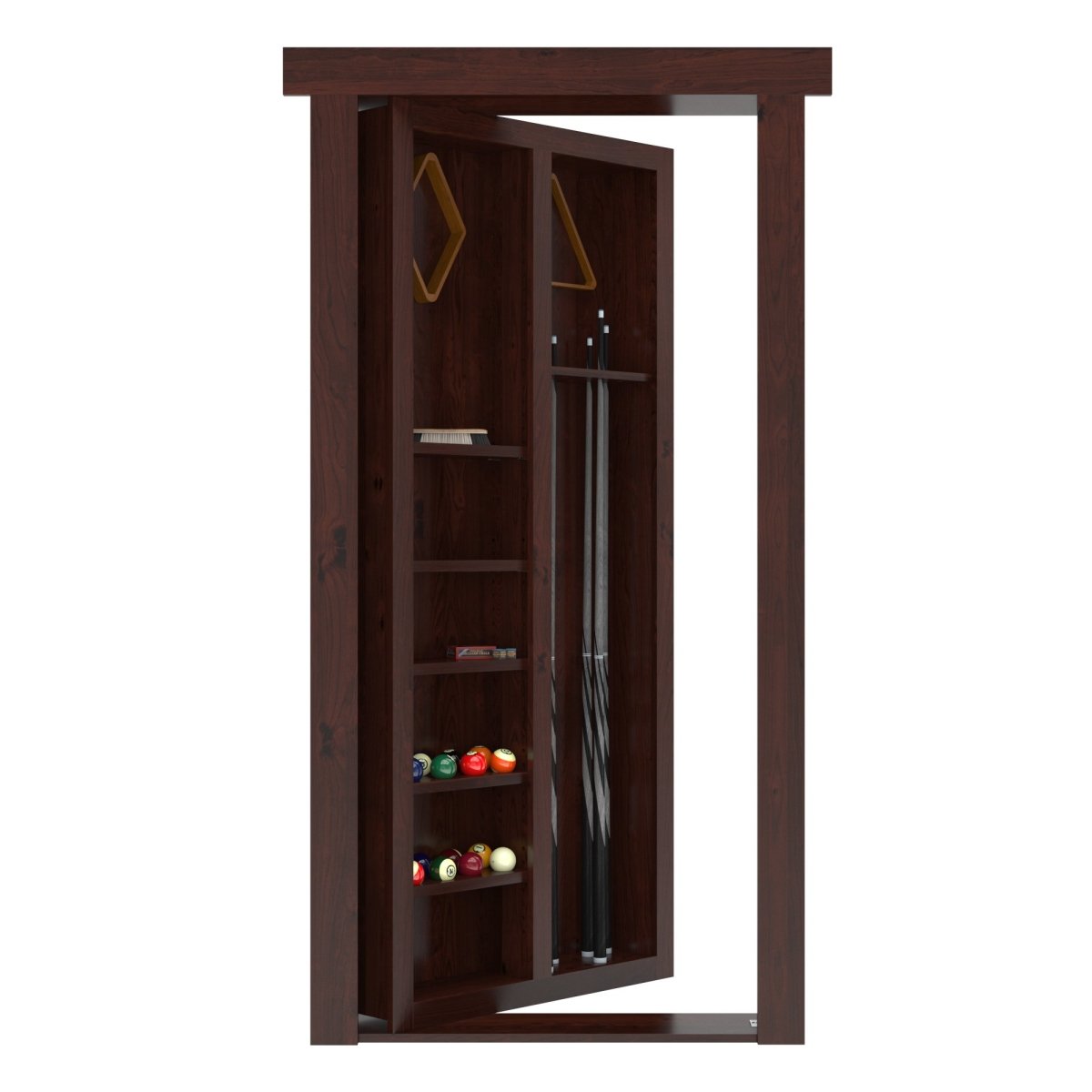 Hidden Flush Mount Knotty Alder Pool Cue Door