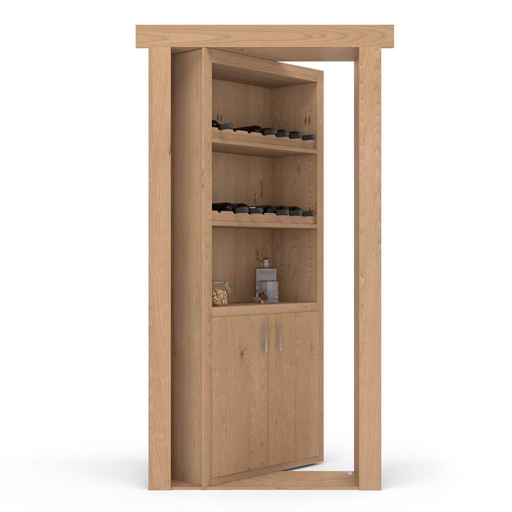 Hidden Flush Mount Knotty Alder Wine Rack Door
