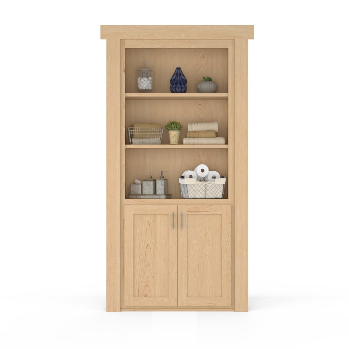 Hidden Flush Mount Maple Hamper Door
