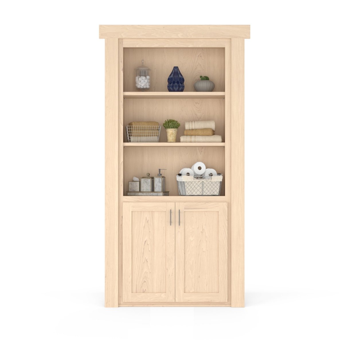 Hidden Flush Mount Maple Hamper Door