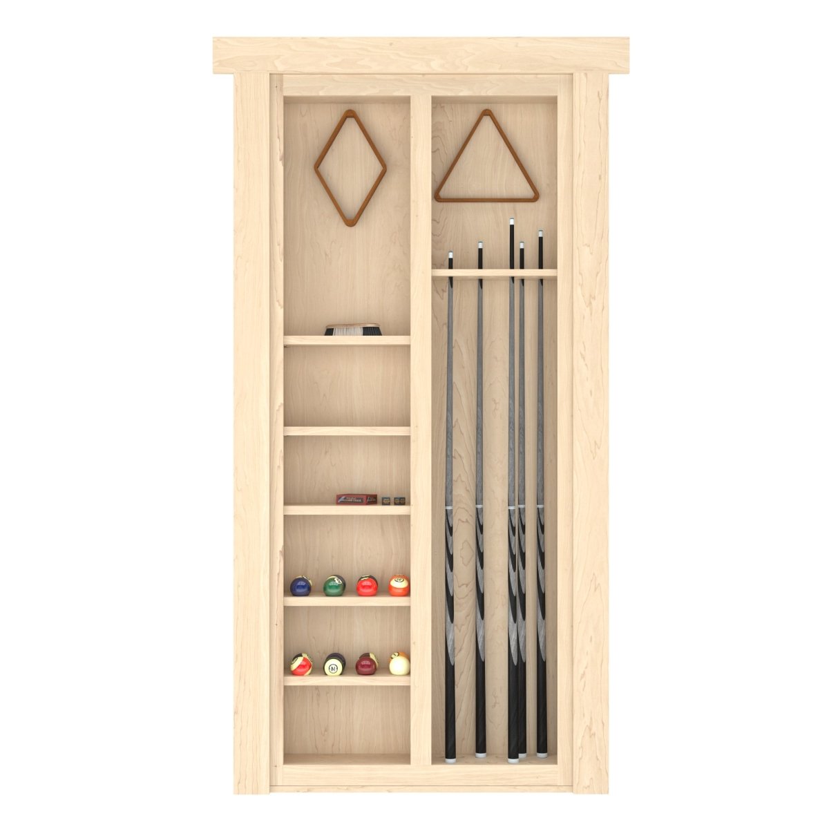 Hidden Flush Mount Maple Pool Cue Door