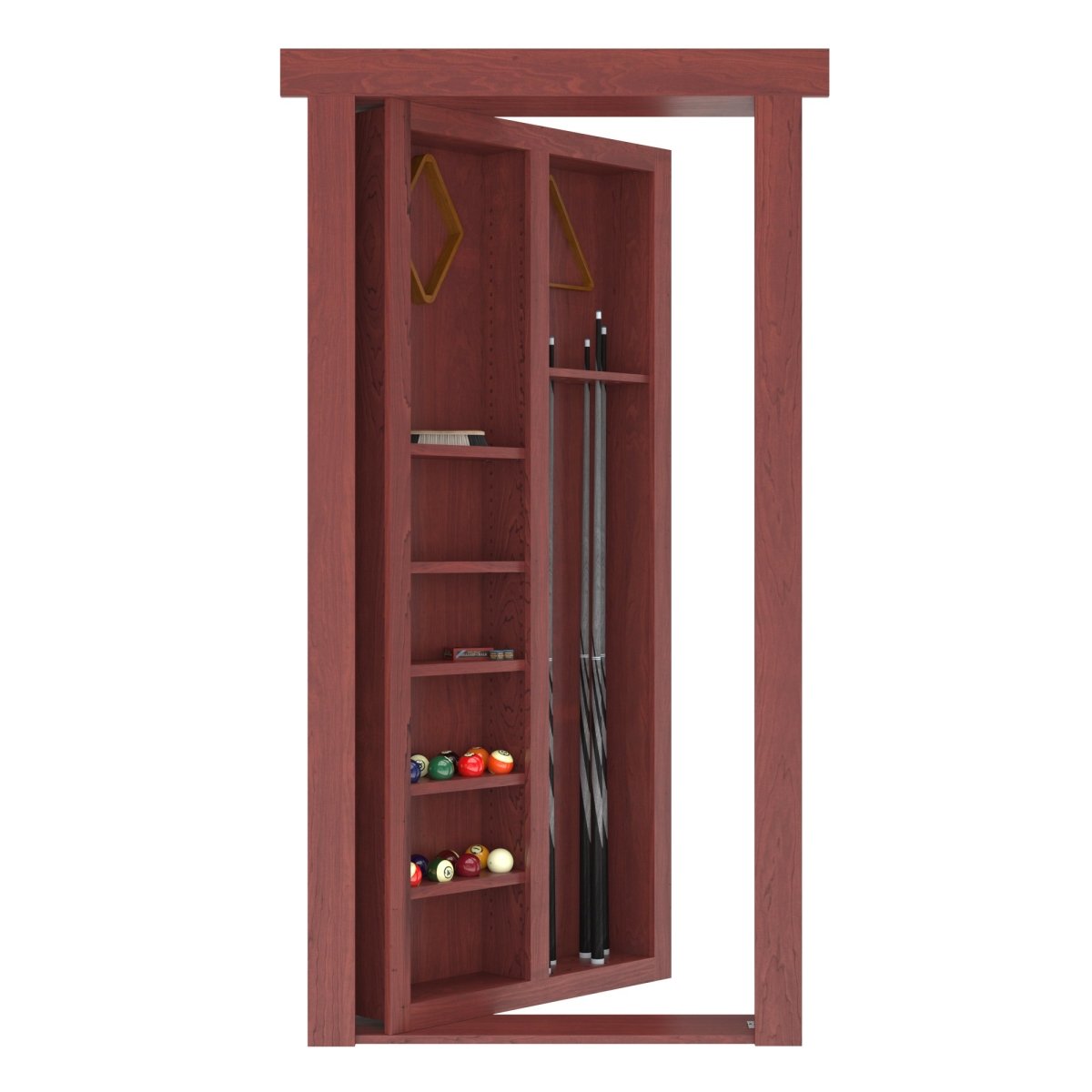 Hidden Flush Mount Maple Pool Cue Door