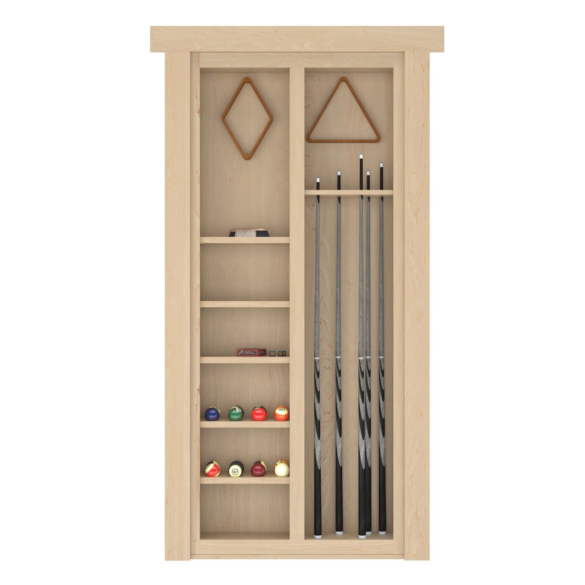 Hidden Flush Mount Maple Pool Cue Door