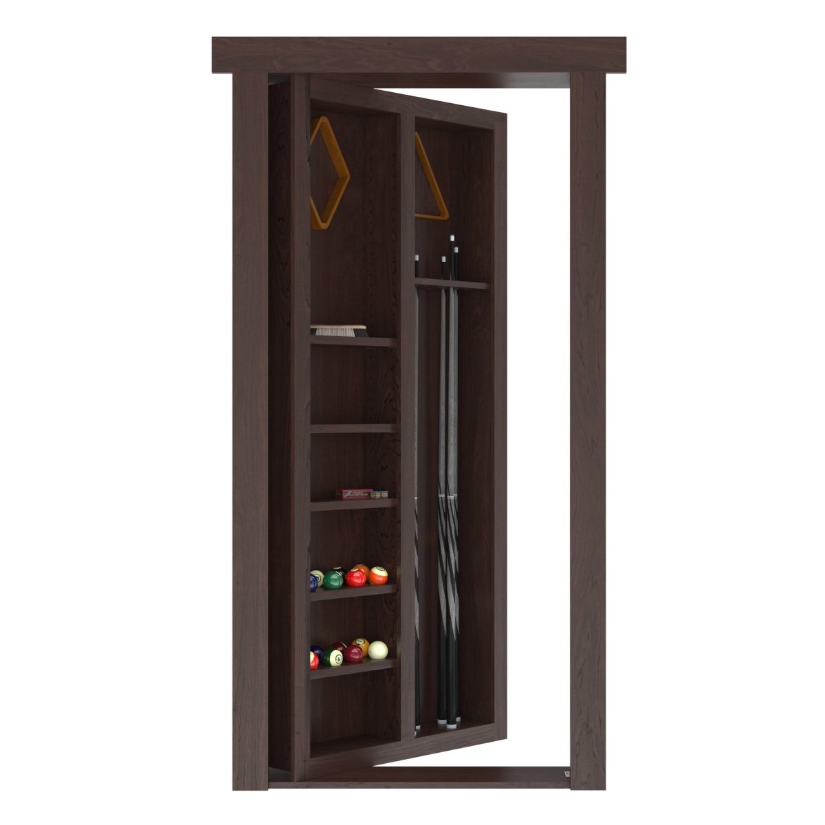 Hidden Flush Mount Maple Pool Cue Door