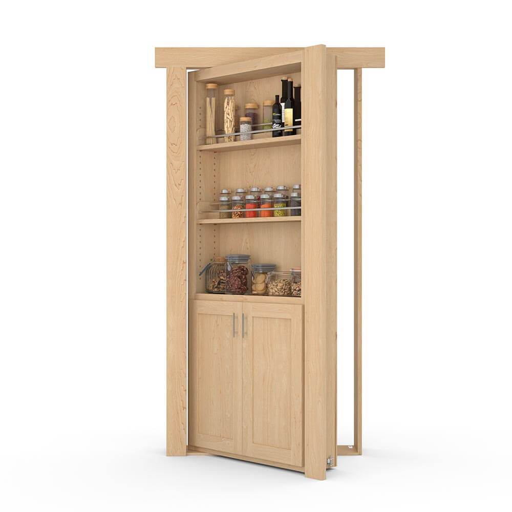 Hidden Flush Mount Maple Spice Rack Door