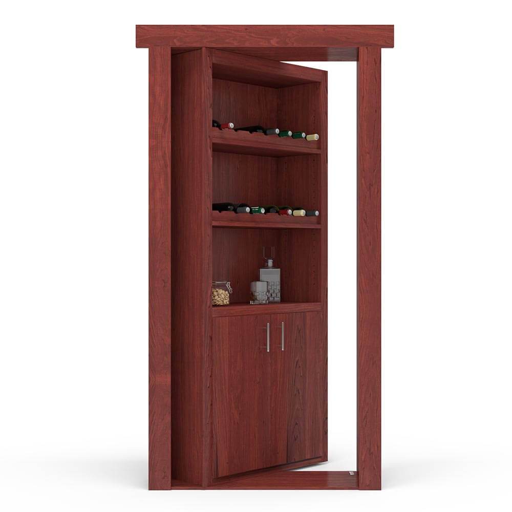 Hidden Flush Mount Maple Wine Rack Door