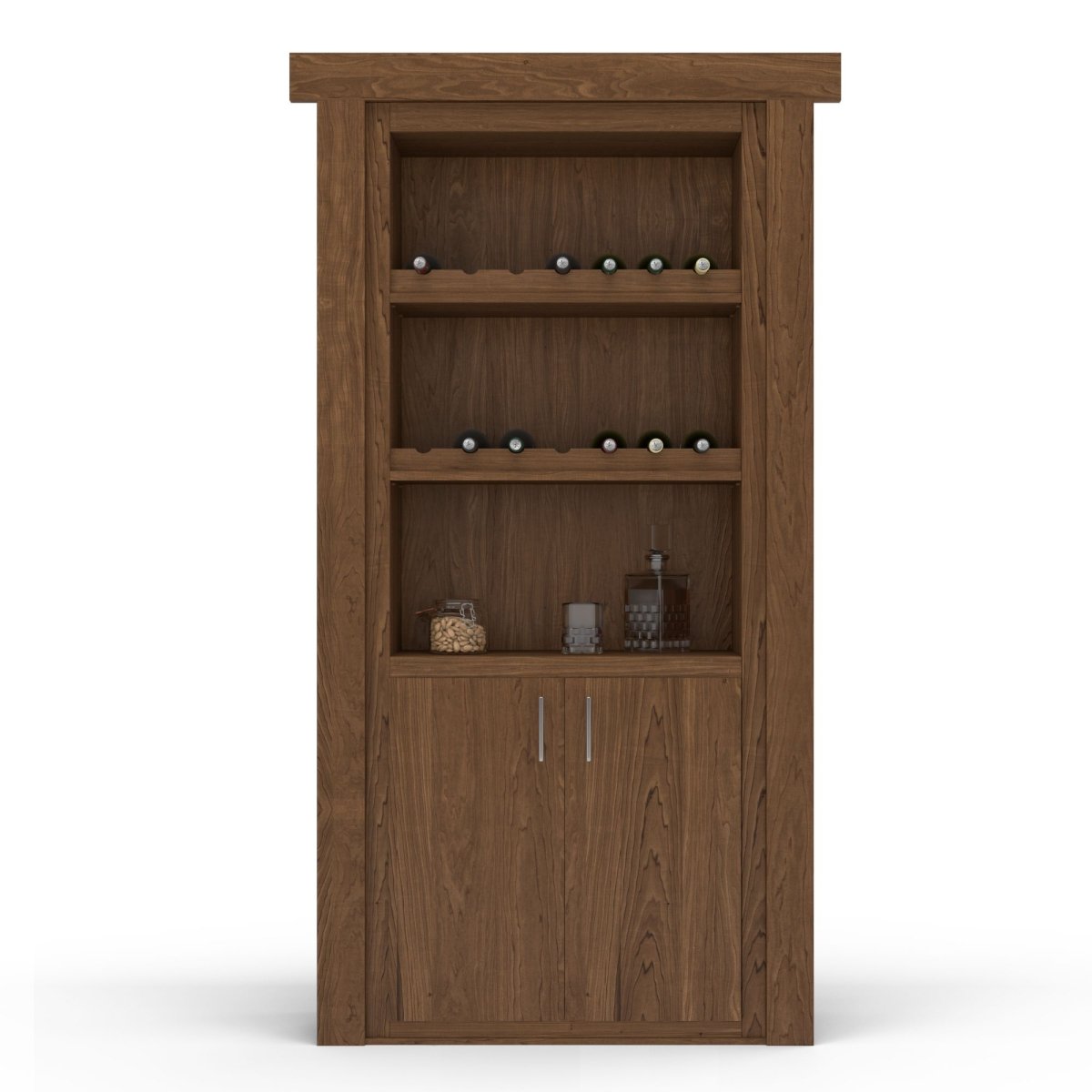 Hidden Flush Mount Maple Wine Rack Door
