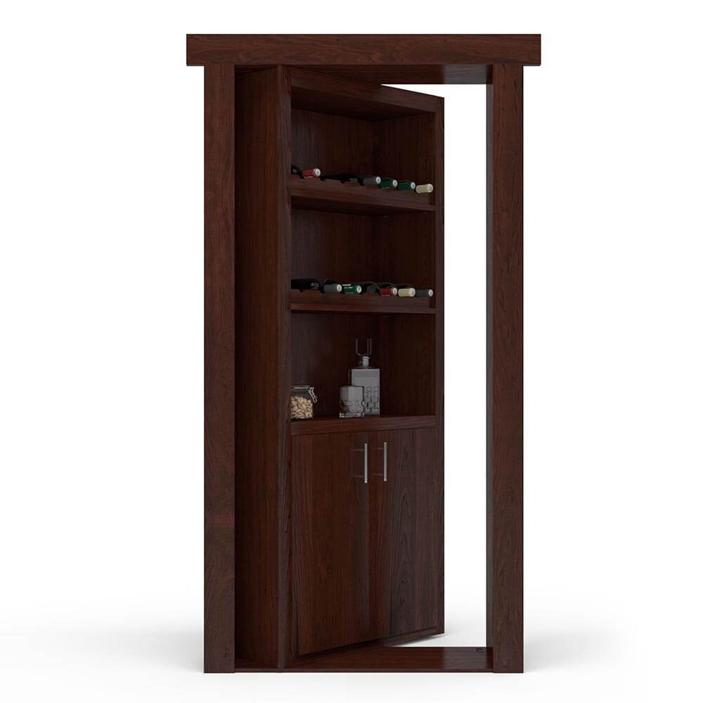 Hidden Flush Mount Maple Wine Rack Door