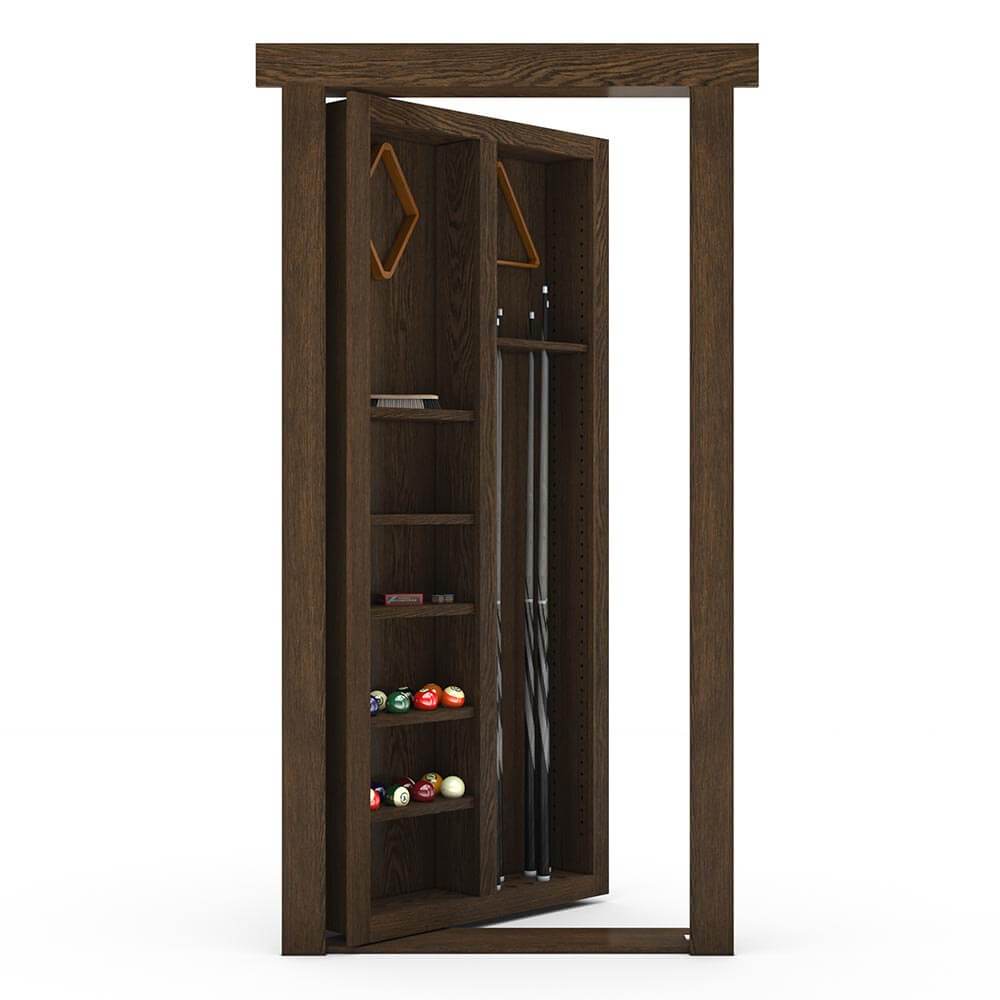 Hidden Flush Mount Oak Pool Cue Door