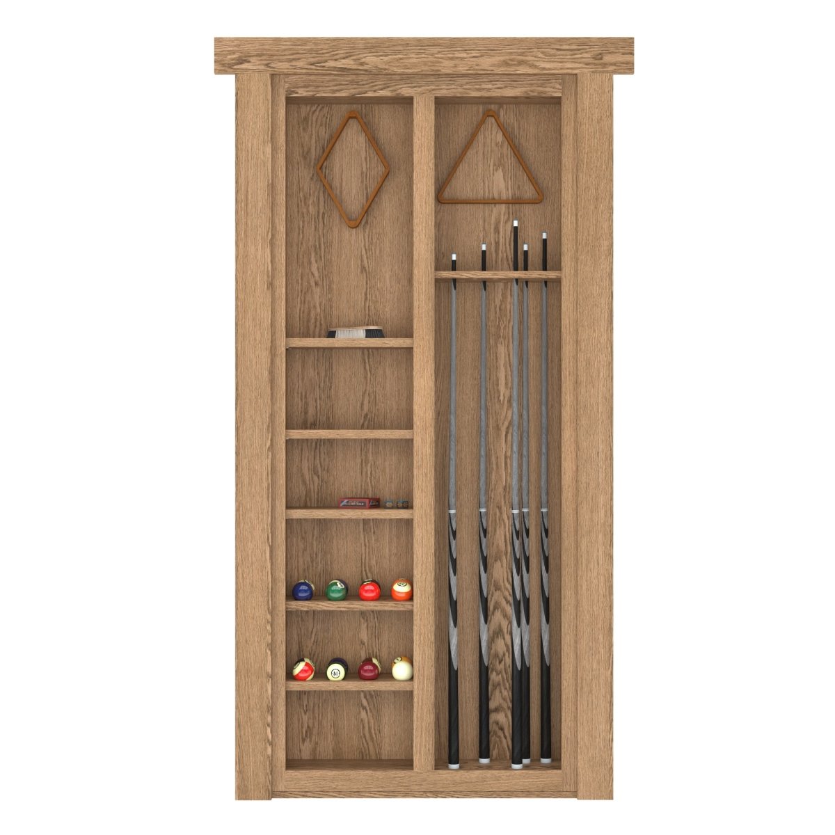Hidden Flush Mount Oak Pool Cue Door