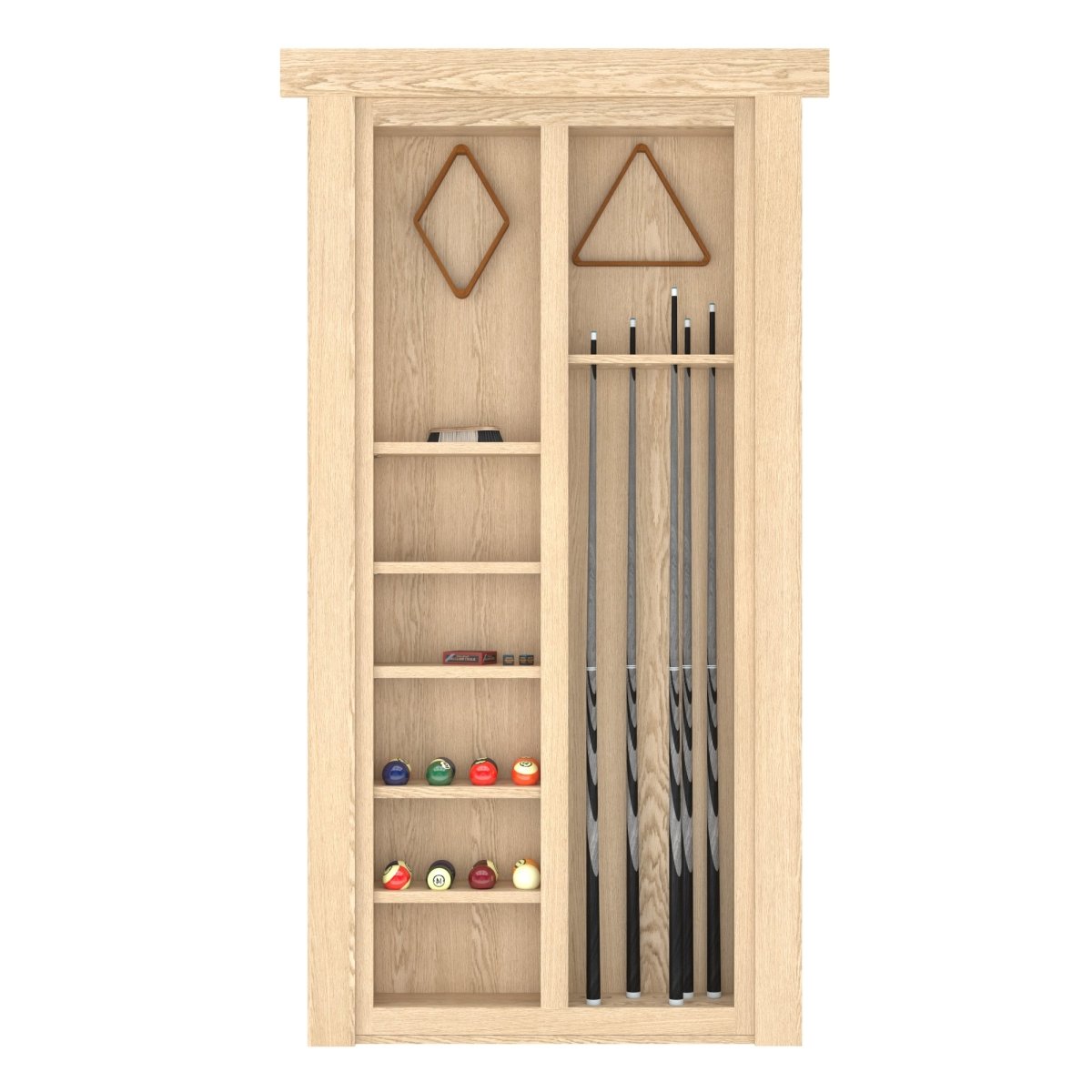 Hidden Flush Mount Oak Pool Cue Door