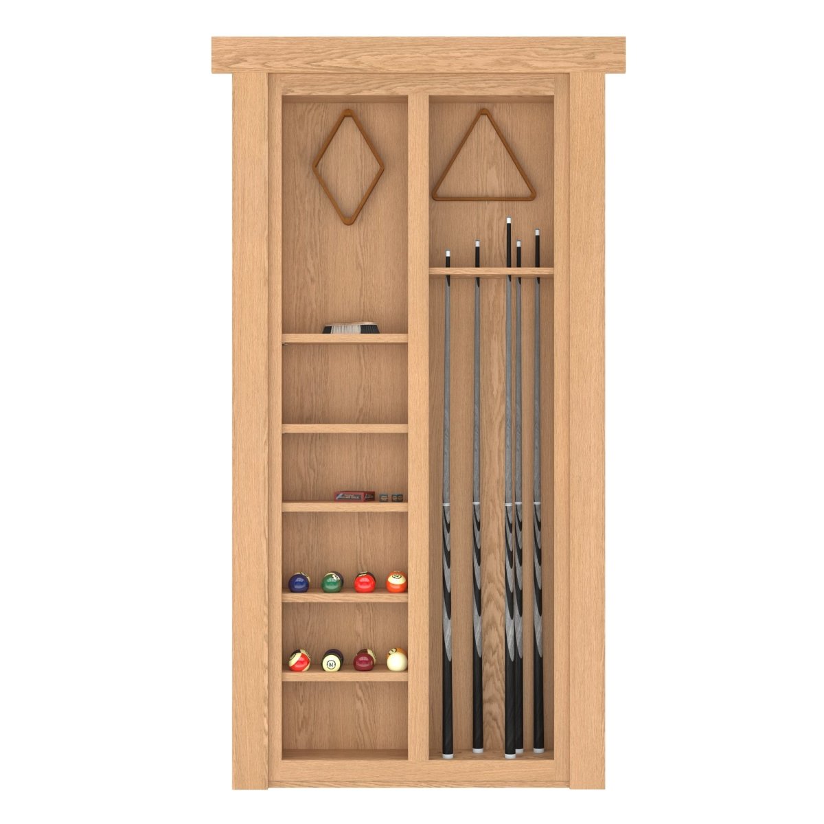 Hidden Flush Mount Oak Pool Cue Door
