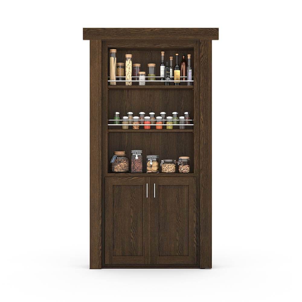 Hidden Flush Mount Oak Spice Rack Door