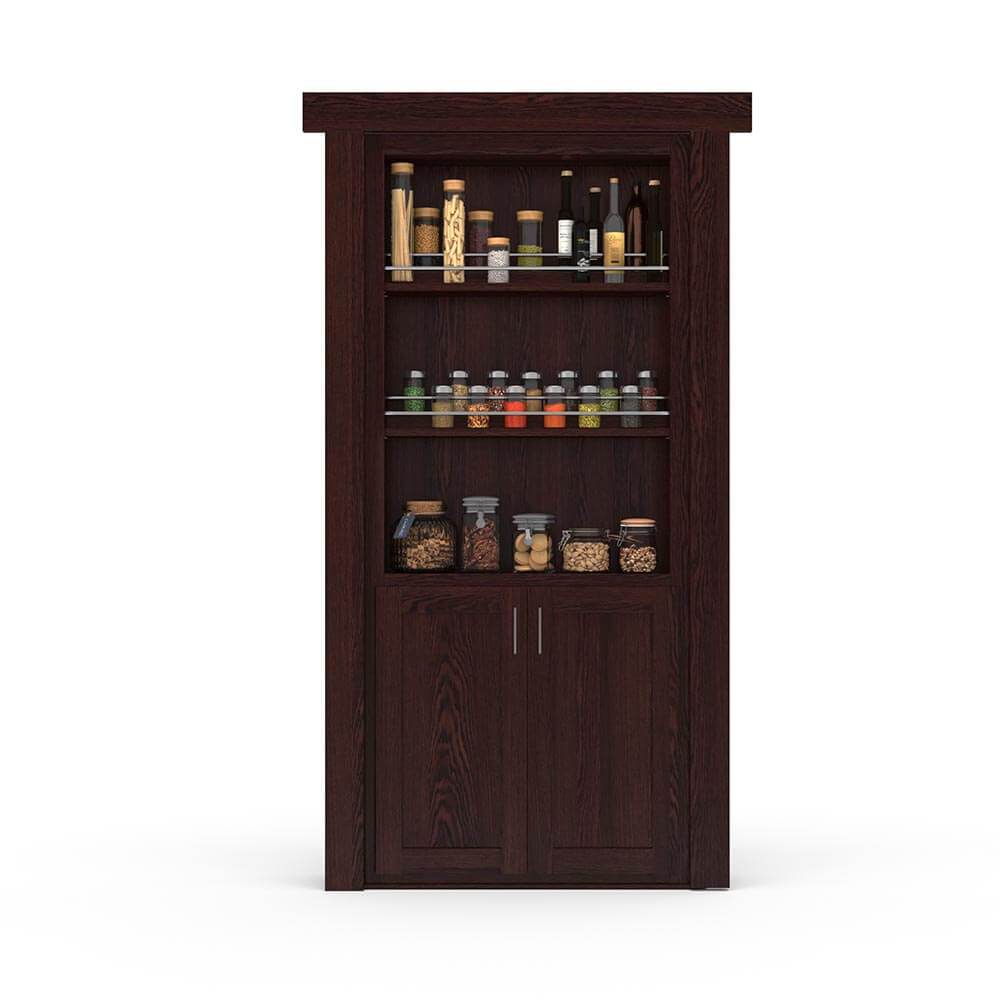 Hidden Flush Mount Oak Spice Rack Door