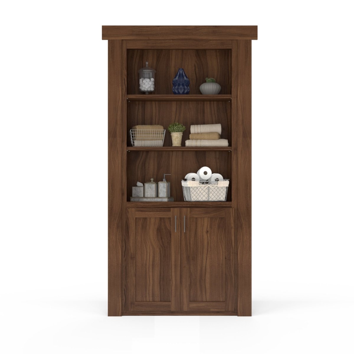 Hidden Flush Mount Walnut Hamper Door