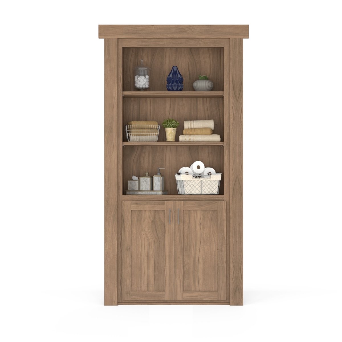 Hidden Flush Mount Walnut Hamper Door