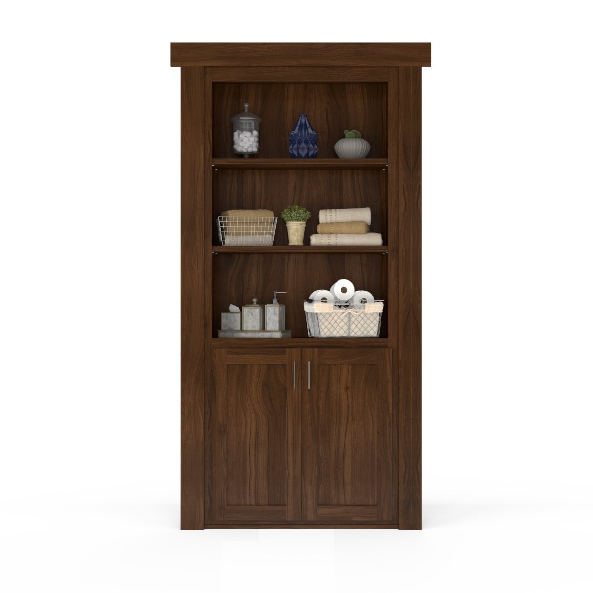 Hidden Flush Mount Walnut Hamper Door