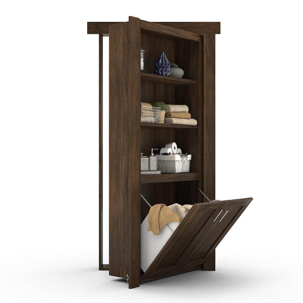 Hidden Flush Mount Walnut Hamper Door