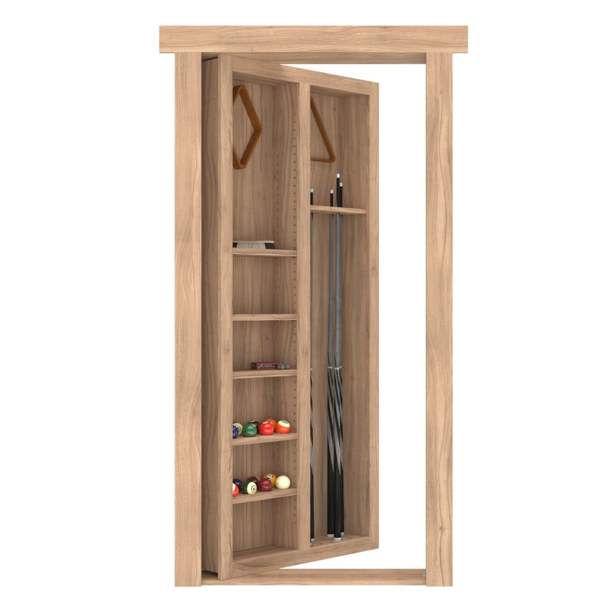 Hidden Flush Mount Walnut Pool Cue Door