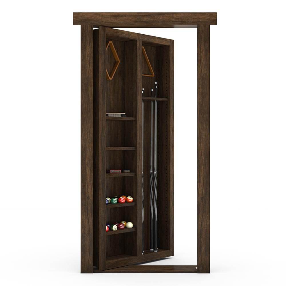 Hidden Flush Mount Walnut Pool Cue Door