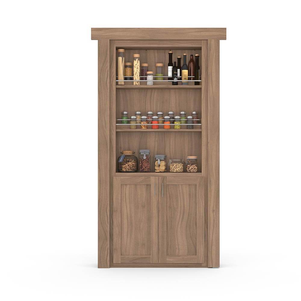 Hidden Flush Mount Walnut Spice Rack Door