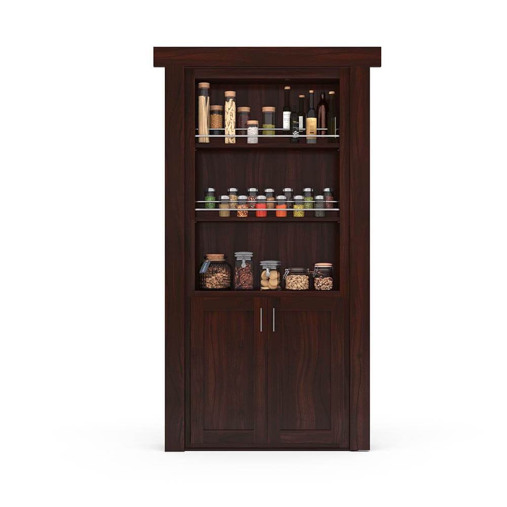 Hidden Flush Mount Walnut Spice Rack Door