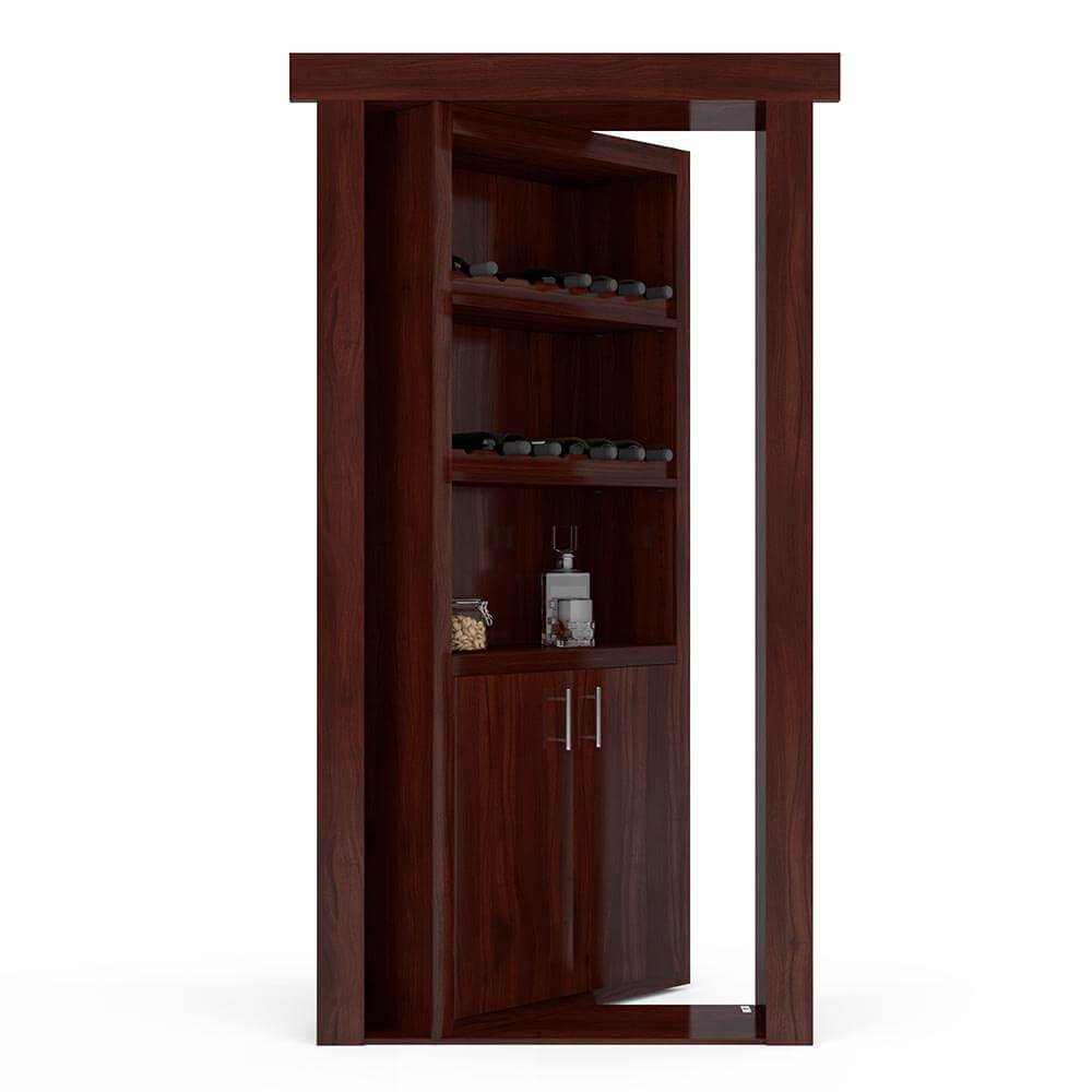 Hidden Flush Mount Walnut Wine Rack Door