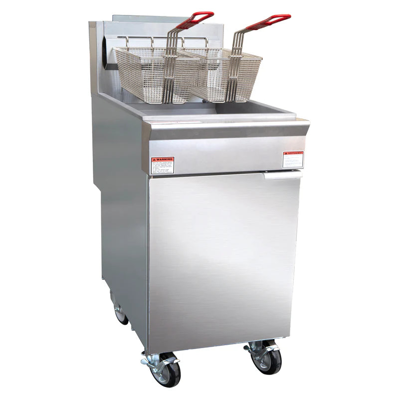 Black Diamond Gas Deep Fryer, Natural Gas, 70 lb, 150K BTU, in Stainless Steel