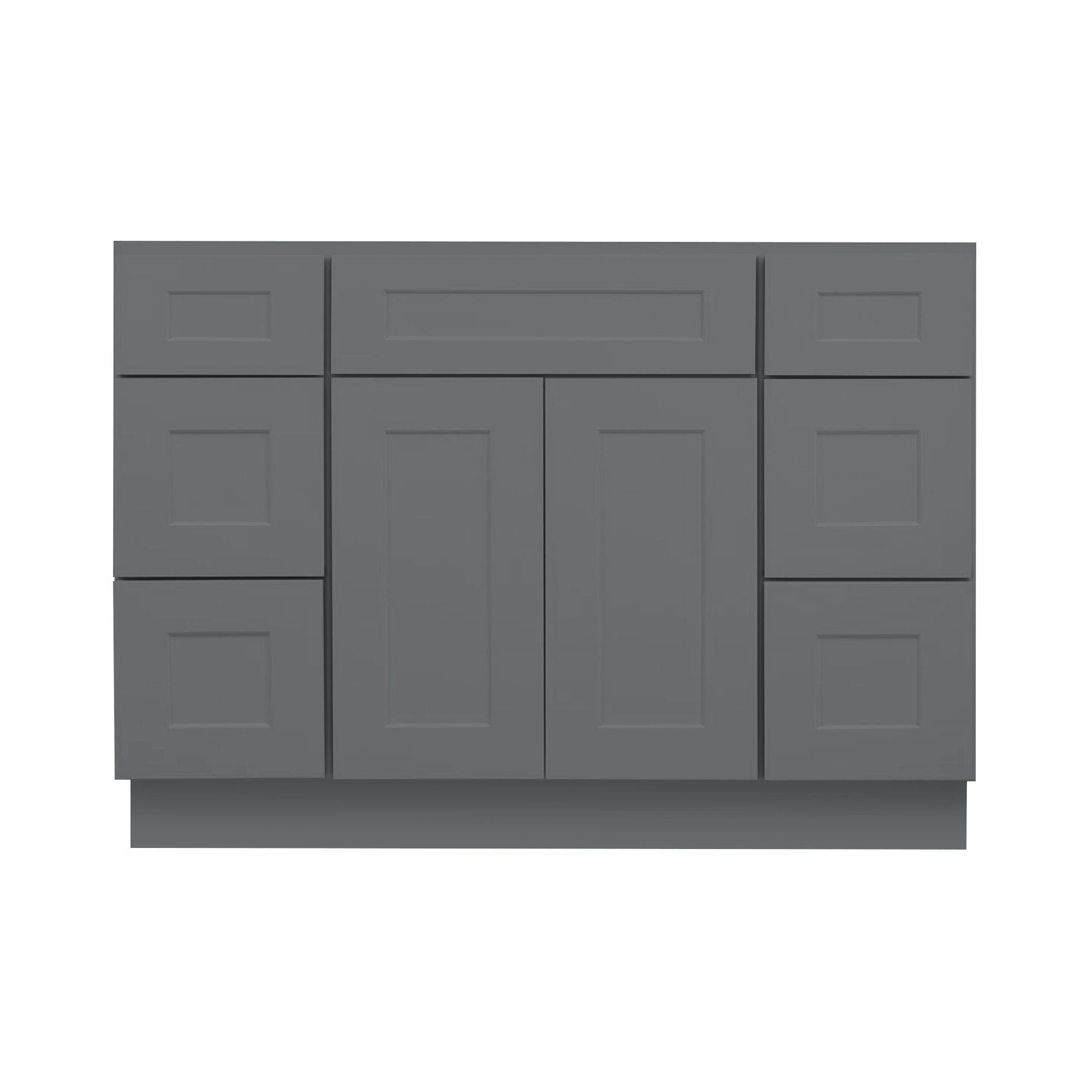 48 Inch Grey Shaker Single Sink Bathroom Vanity with Drawers