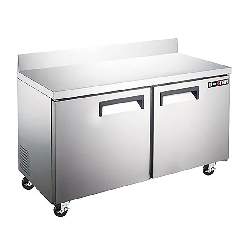 U-Star Worktop Freezer, Two Solid Doors, 11.9 cu ft Capacity, in Stainless Steel
