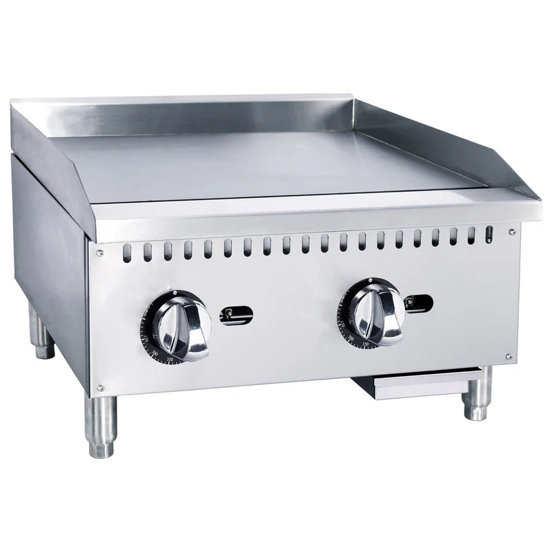 Black Diamond 24" Standard Series Gas Griddle, 2 Burners, in Stainless Steel