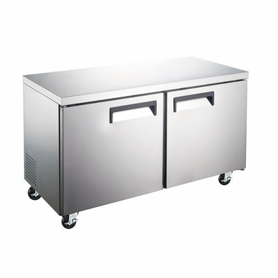 U-Star Undercounter Refrigerator, Two Solid Doors, 11.9 cu ft Capacity, in Stainless Steel