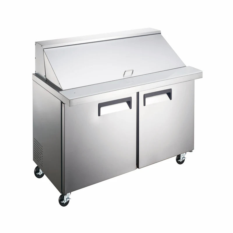 U-Star Refrigerated Mega Top Salad/Sandwich Prep Table, Two Solid Doors, in Stainless Steel