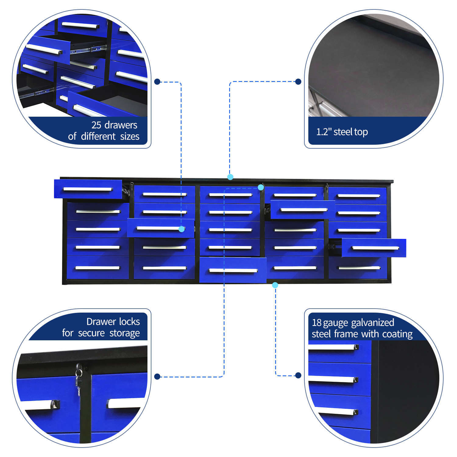 10 ft Heavy Duty Workbench with 25 Drawers