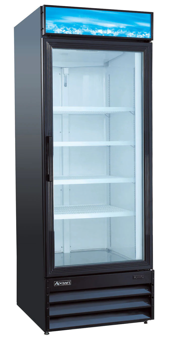 U-Star Merchandiser Refrigerator, Single Swing Glass Door, 22.6 cu ft Capacity, in Black