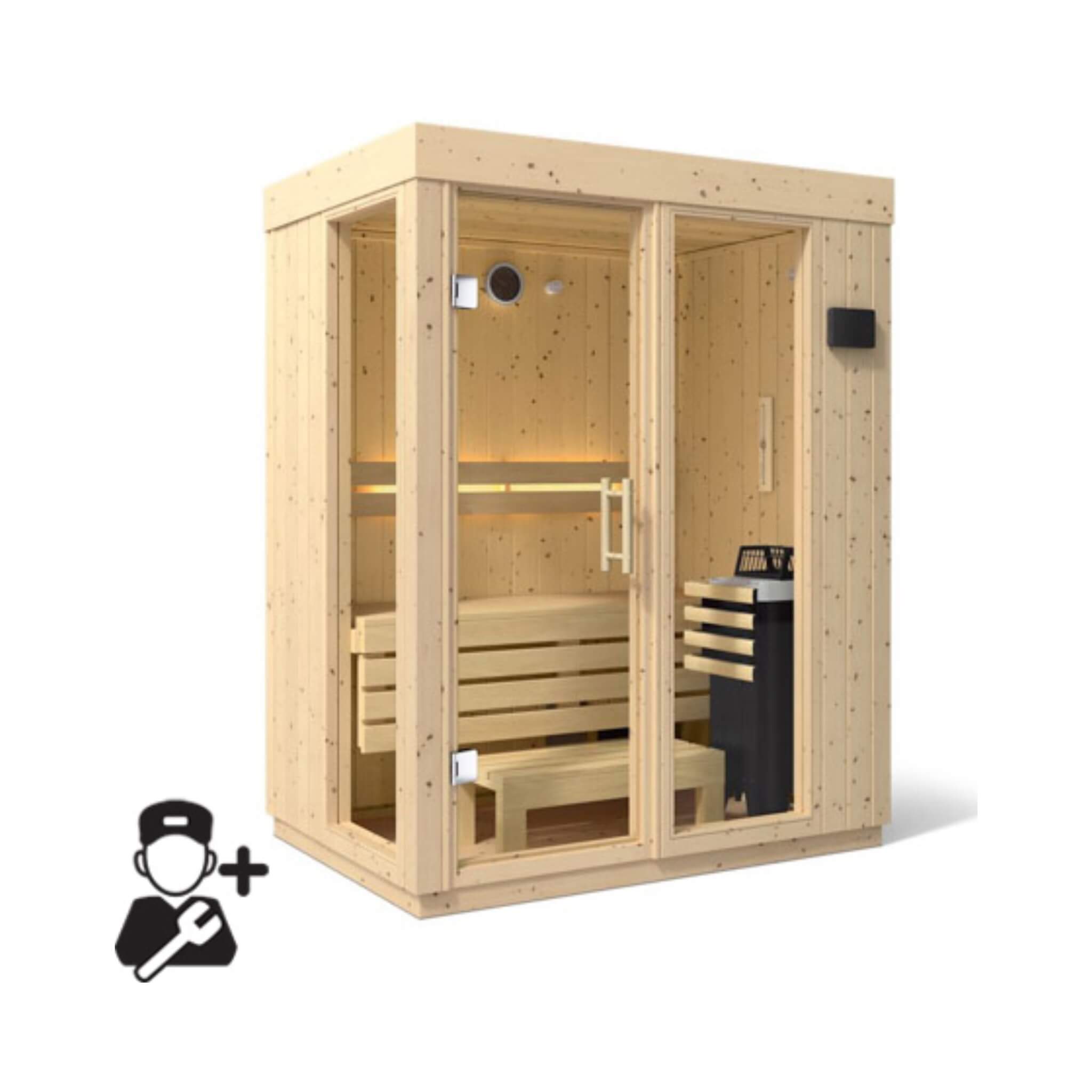Kohler C1 Luxury Indoor Scandinavian Spruce Home Sauna Kit (SAK60418)