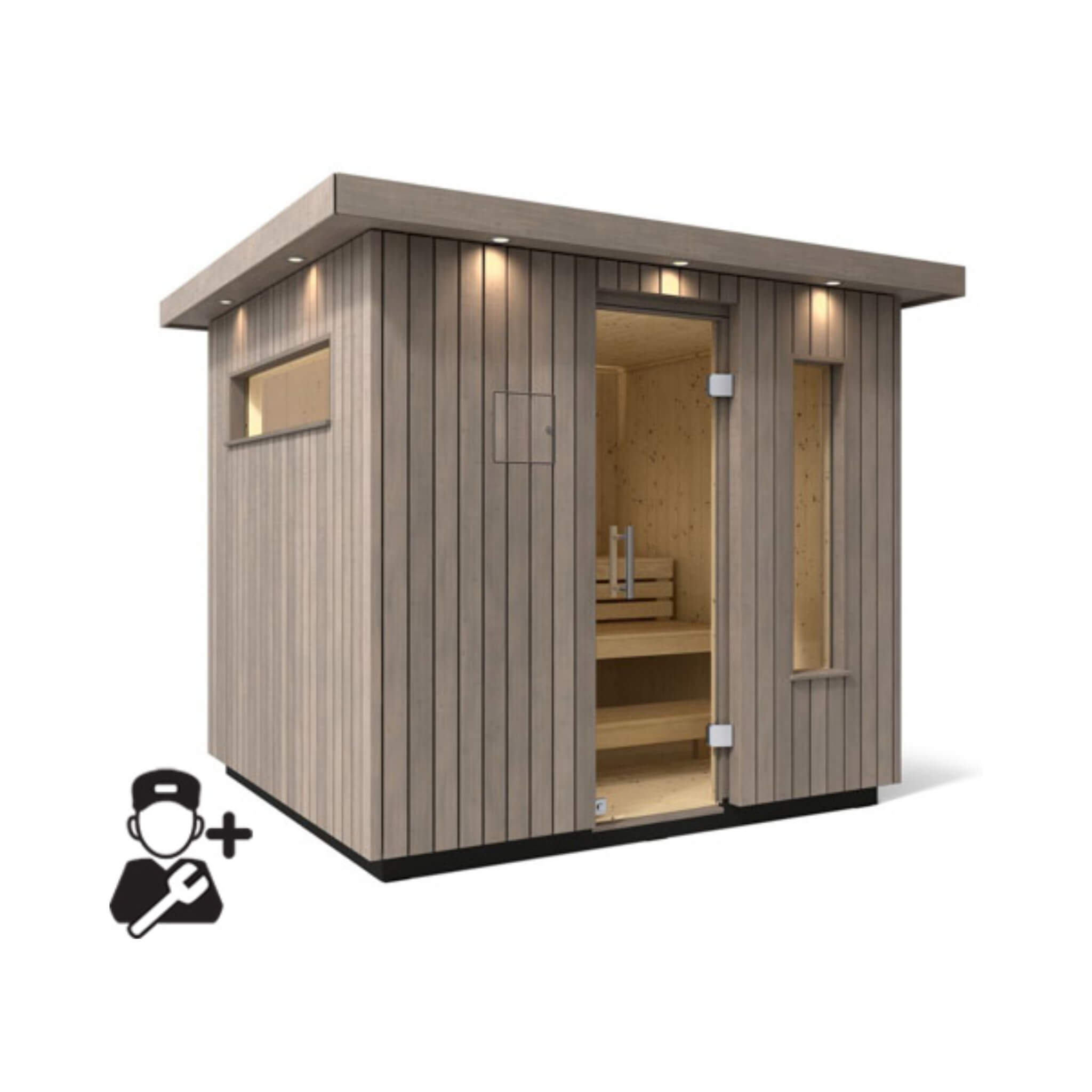 Kohler C2 Outdoor Weathered Gray Spruce Sauna Kit (SAK39184)