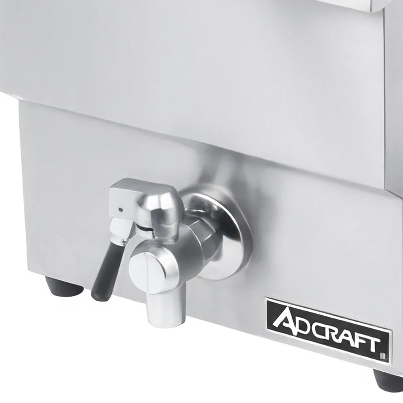 Adcraft Single Tank Deep Fryer with Faucet, 12L, in Stainless Steel (DF-12L)