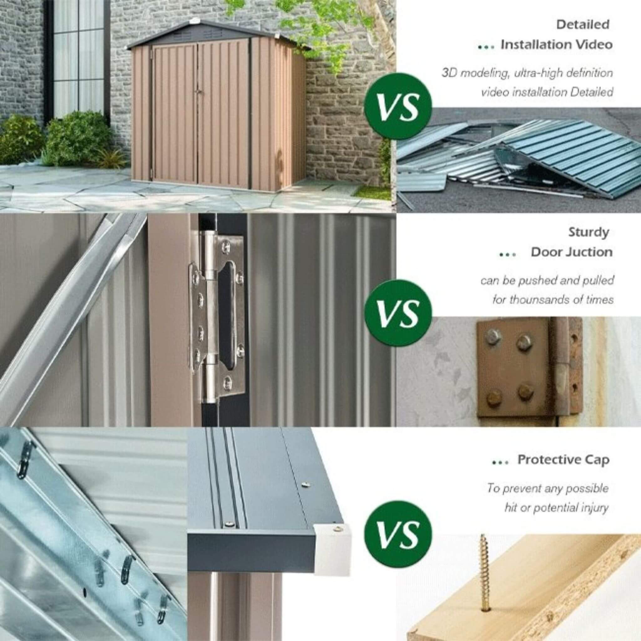 [08X10FT] Alora Large Heavy-Duty Outdoor Metal Garden Tools Storage Utility Shed W/ Lockable Door (SAK72751)