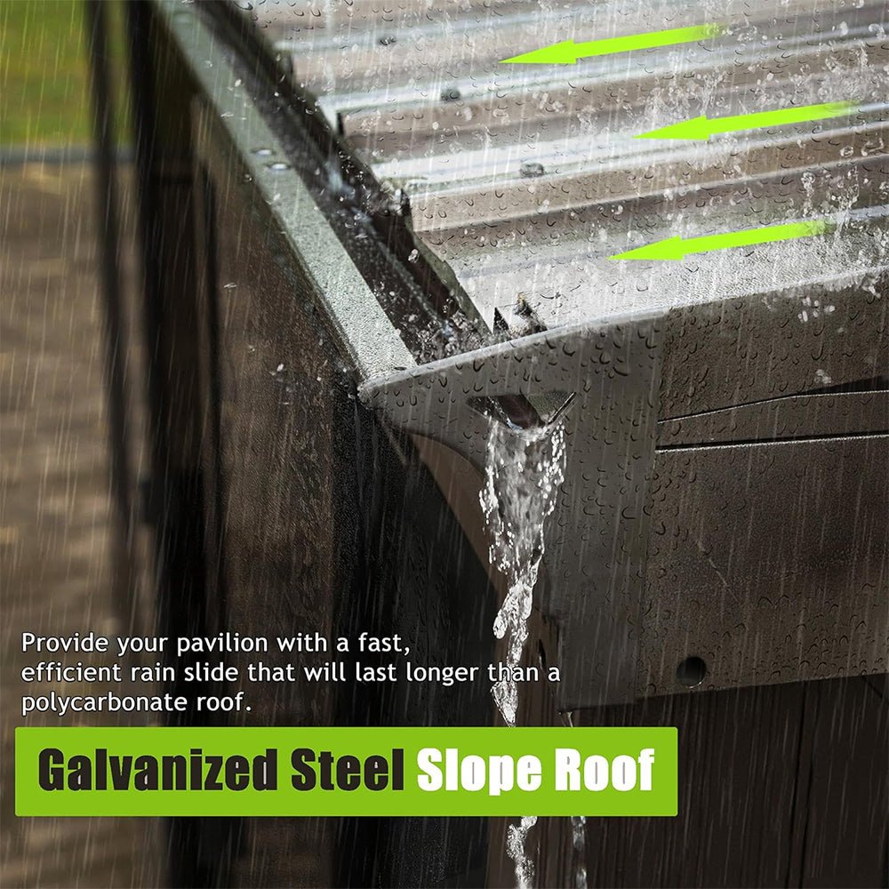 [12X14FT] Large Outdoor All-Season Wall Mounted Sunroom Solarium With Galvanized Steel Roof & Moveable PVC Screen (SAK46475)