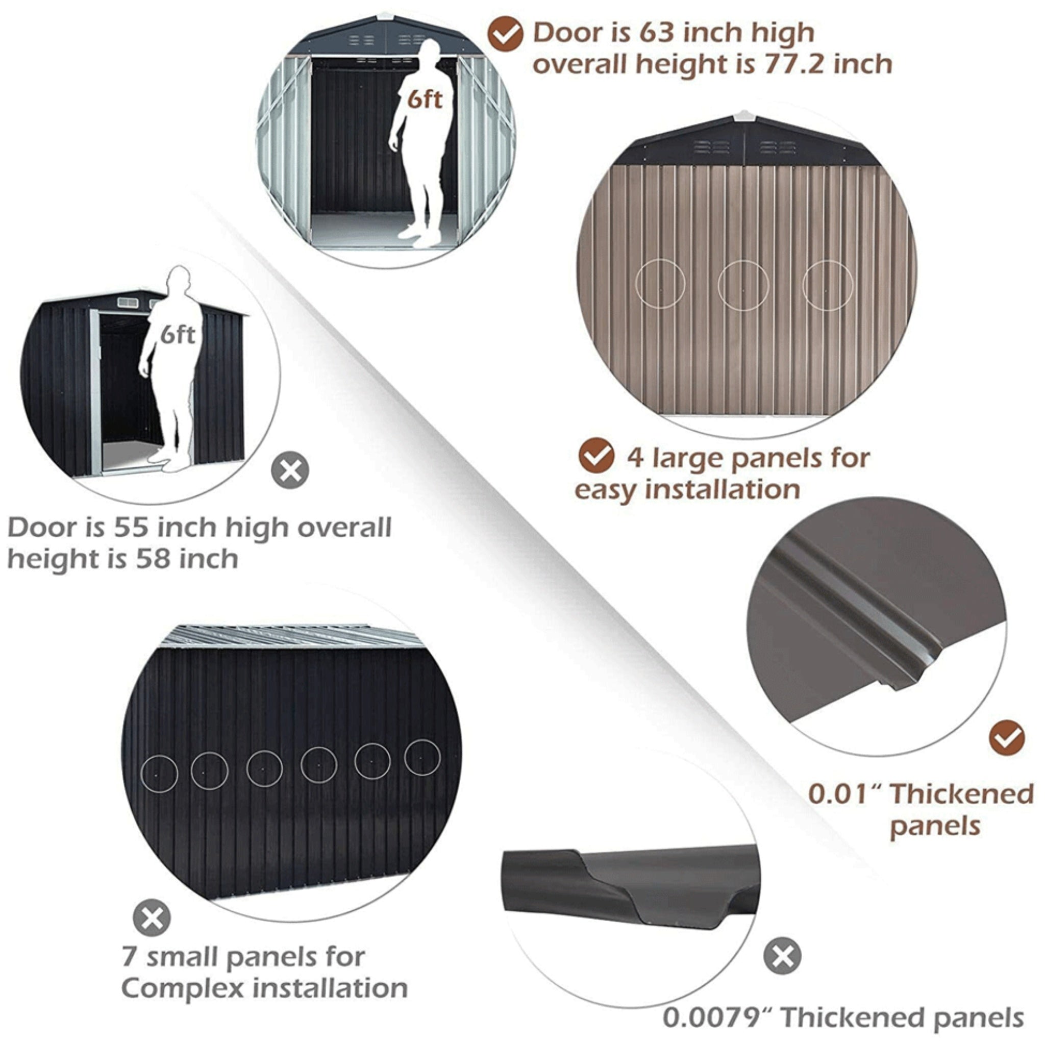 [06X08FT] Alora Large Outdoor Metal Hanover Storage Cabin House Shed (SAK94577)