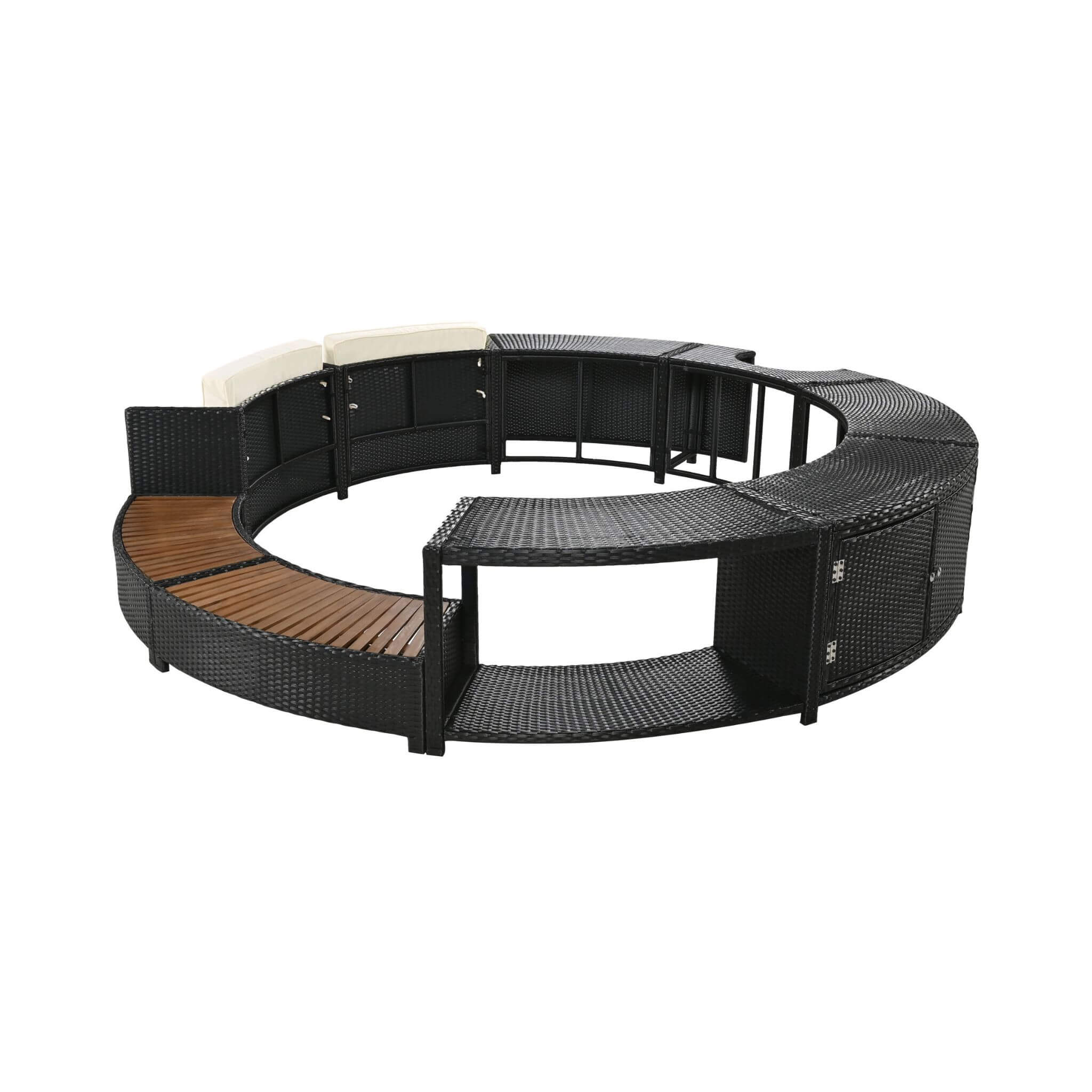 Alora Large Premium Surround Spa Patio Rattan Sofa Set With Storage Compartments And Cushions (SAK75629)