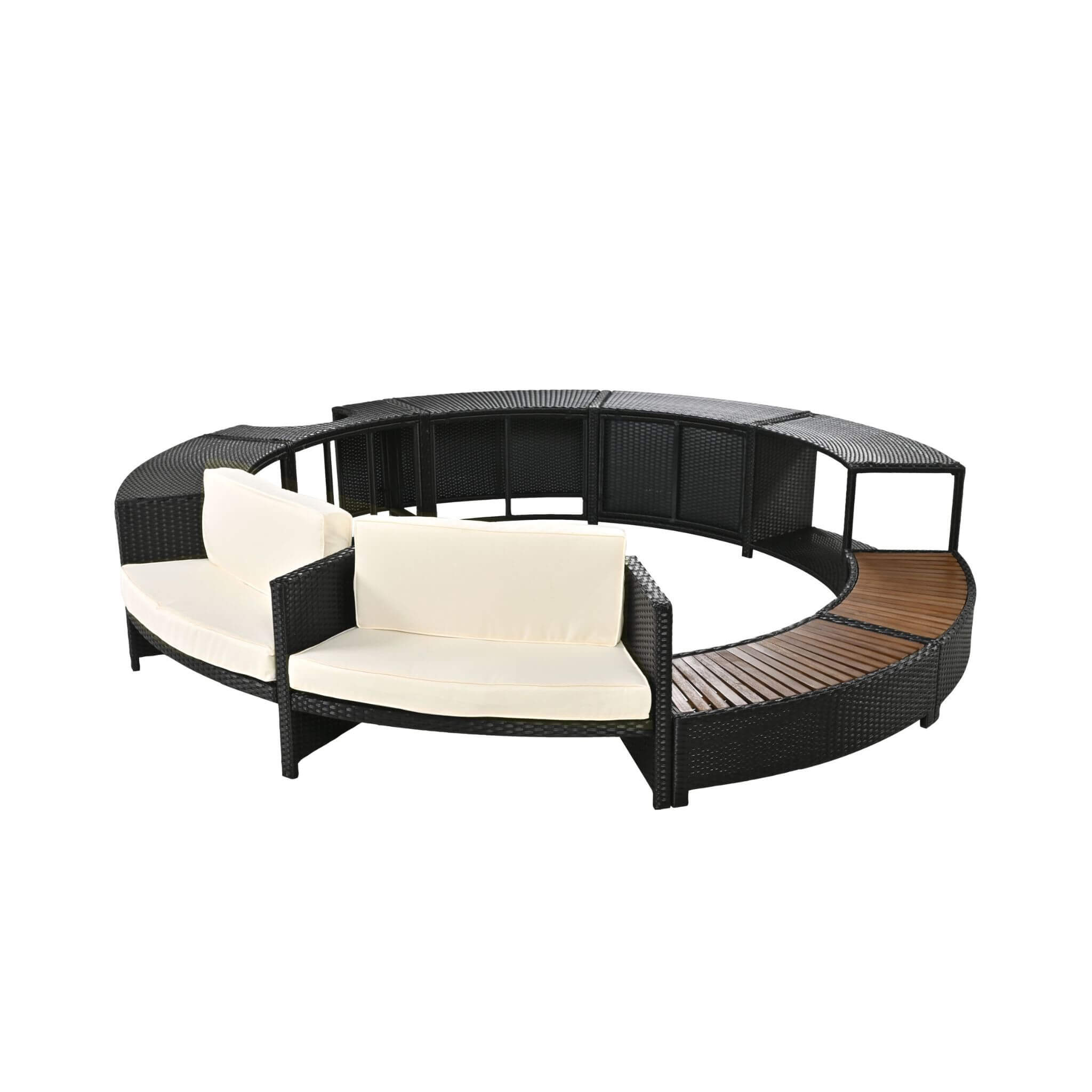 Alora Large Premium Surround Spa Patio Rattan Sofa Set With Storage Compartments And Cushions (SAK75629)