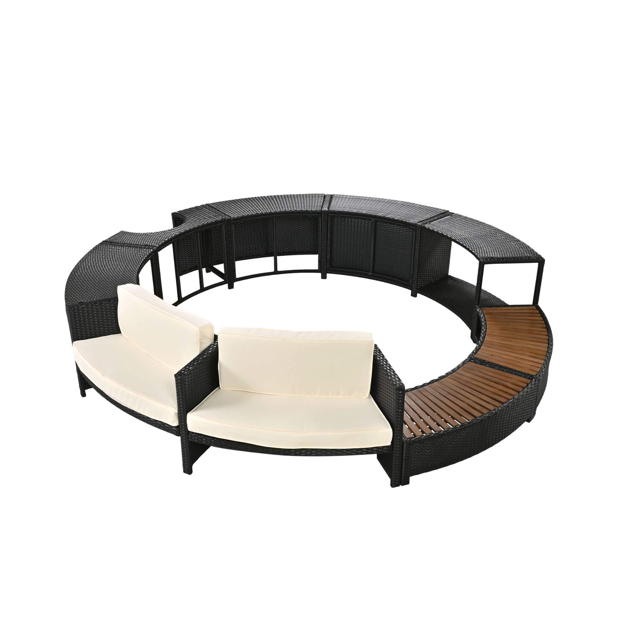 Alora Large Premium Surround Spa Patio Rattan Sofa Set With Storage Compartments And Cushions (SAK75629)